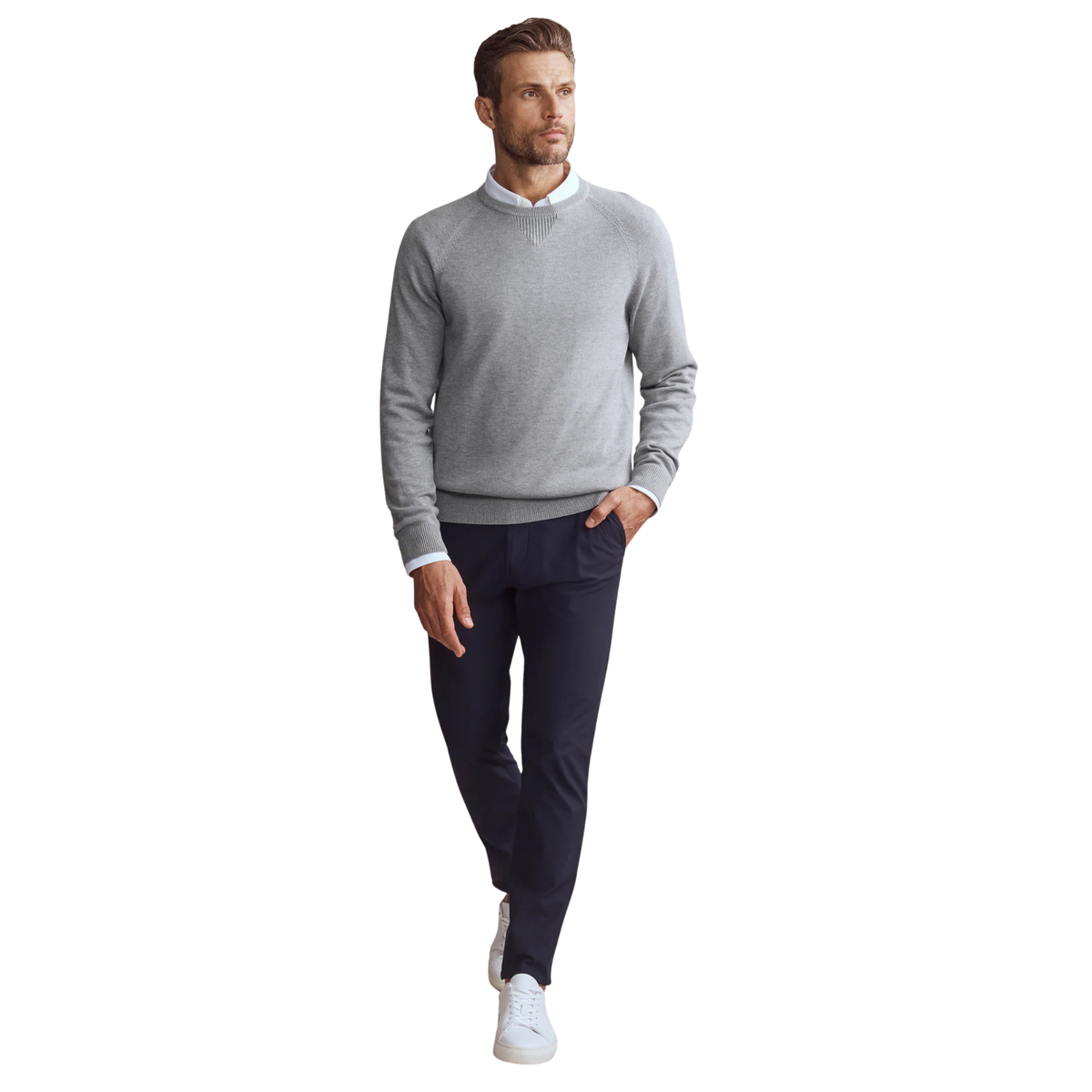 Rhone Mens Commuter Crewneck Sweater-Gray Heather