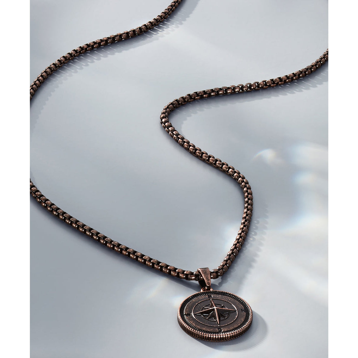 Pig And Hen Mens Compass Rose Necklace in Bronze - Bronze