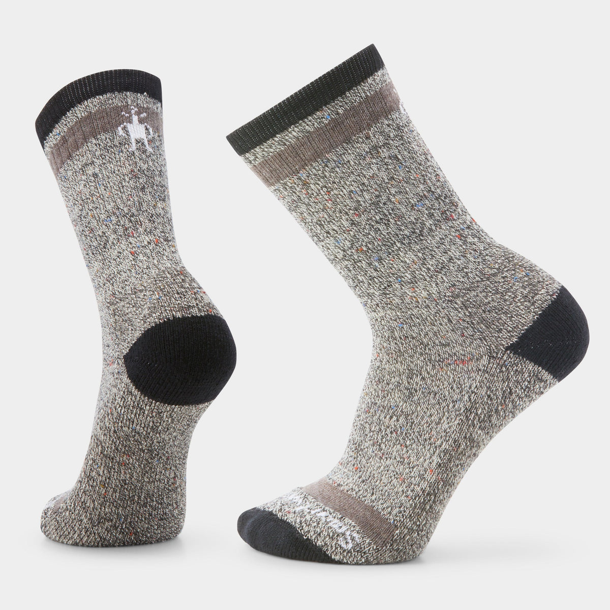 Smartwool Mens Everyday Larimer Crew Socks - Black-Taupe Heather