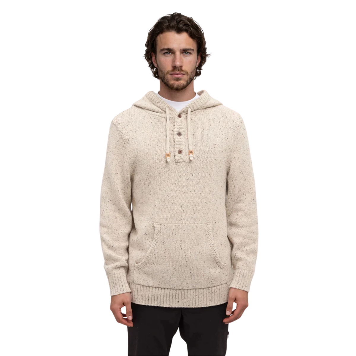 Tentree Mens Fraser Fleck Sweater-Pale Oak Heather Fleck