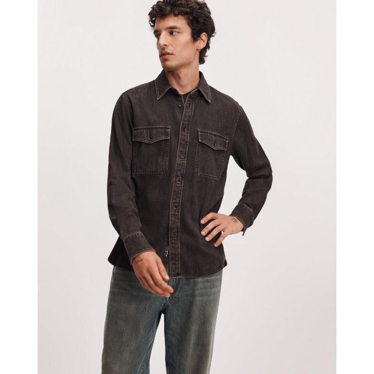 Rag And Bone Mens Infuse Denim Cpo Shirt in Brnbk-Brnbk