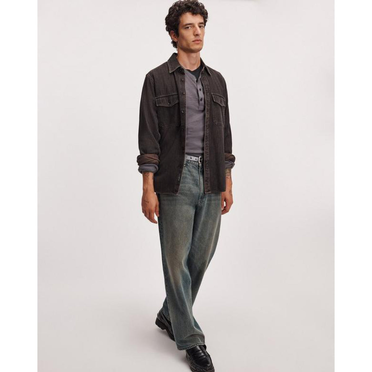 Rag And Bone Mens Infuse Denim Cpo Shirt in Brnbk-Brnbk