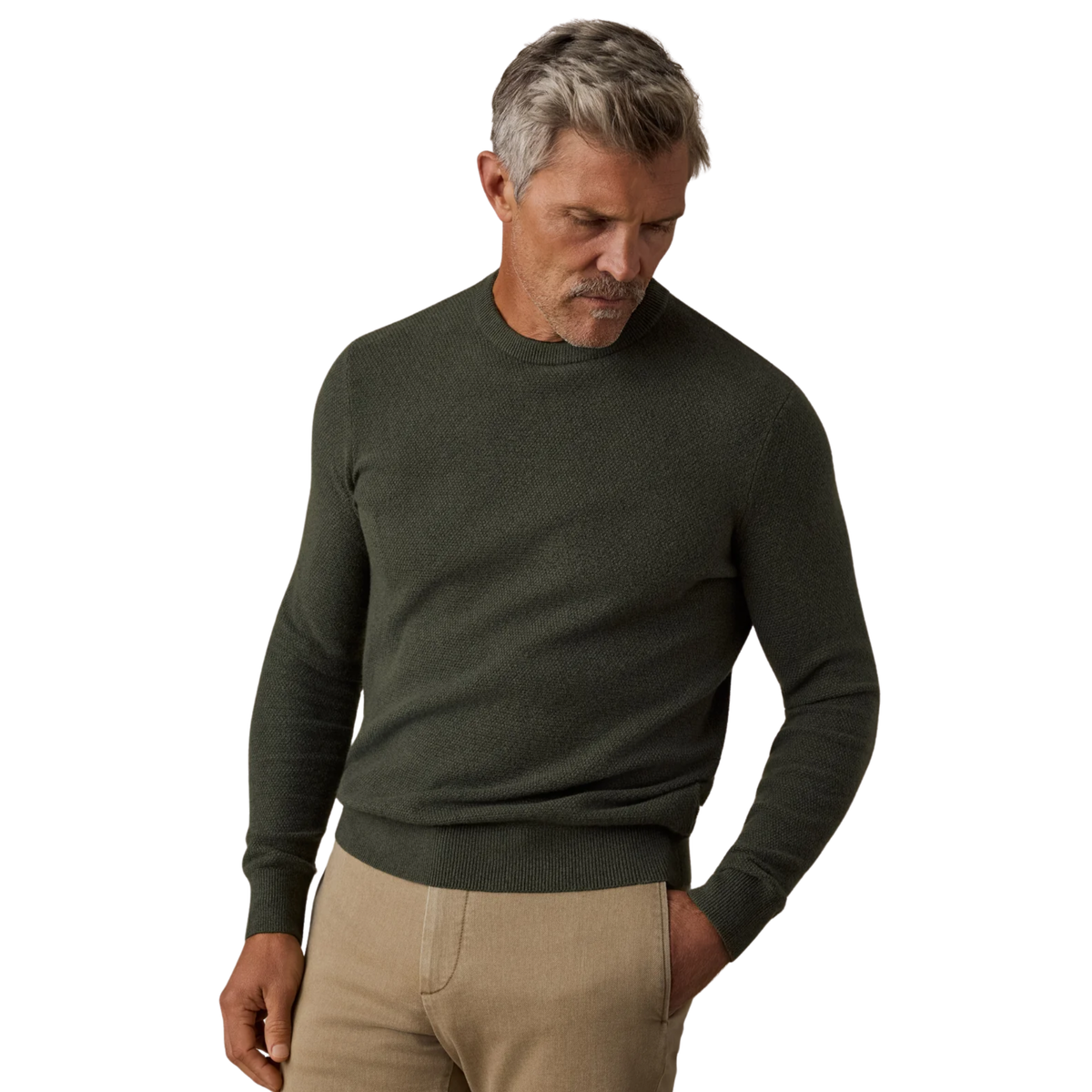 Faherty Mens Jackson Crew Sweater-Forest Grove Heather