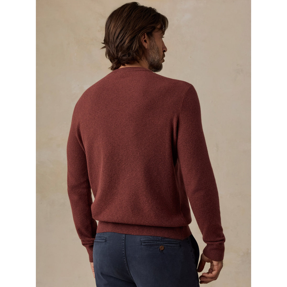 Faherty Mens Jackson Crew Sweater - Sunset Red Heather