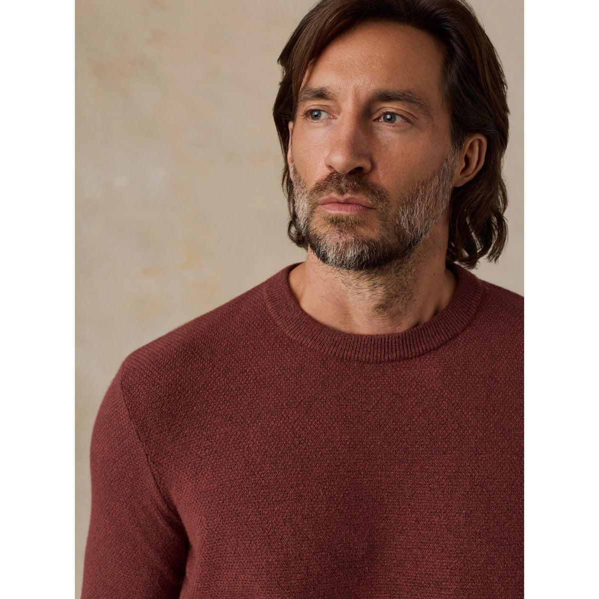 Faherty Mens Jackson Crew Sweater - Sunset Red Heather