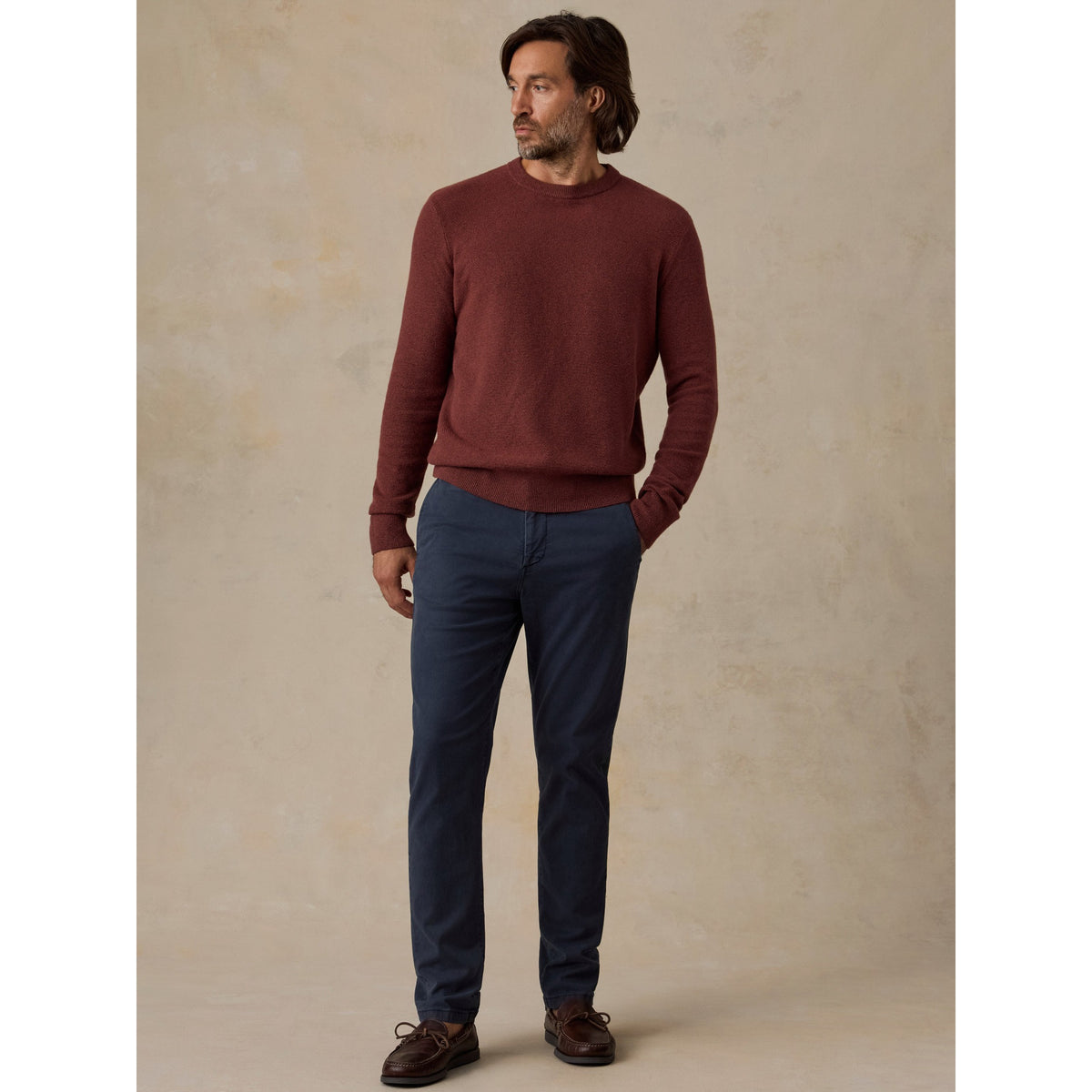 Faherty Mens Jackson Crew Sweater - Sunset Red Heather