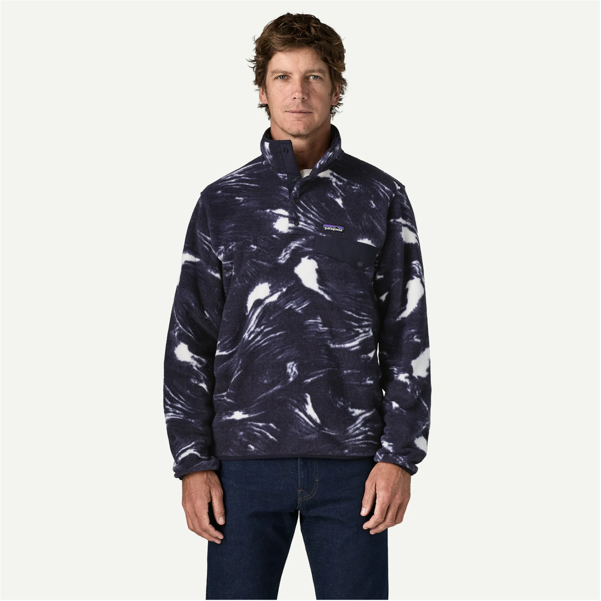 Patagonia Mens LW Synch Snap-T P/O-Polar Breeze:Sunken Blue 
