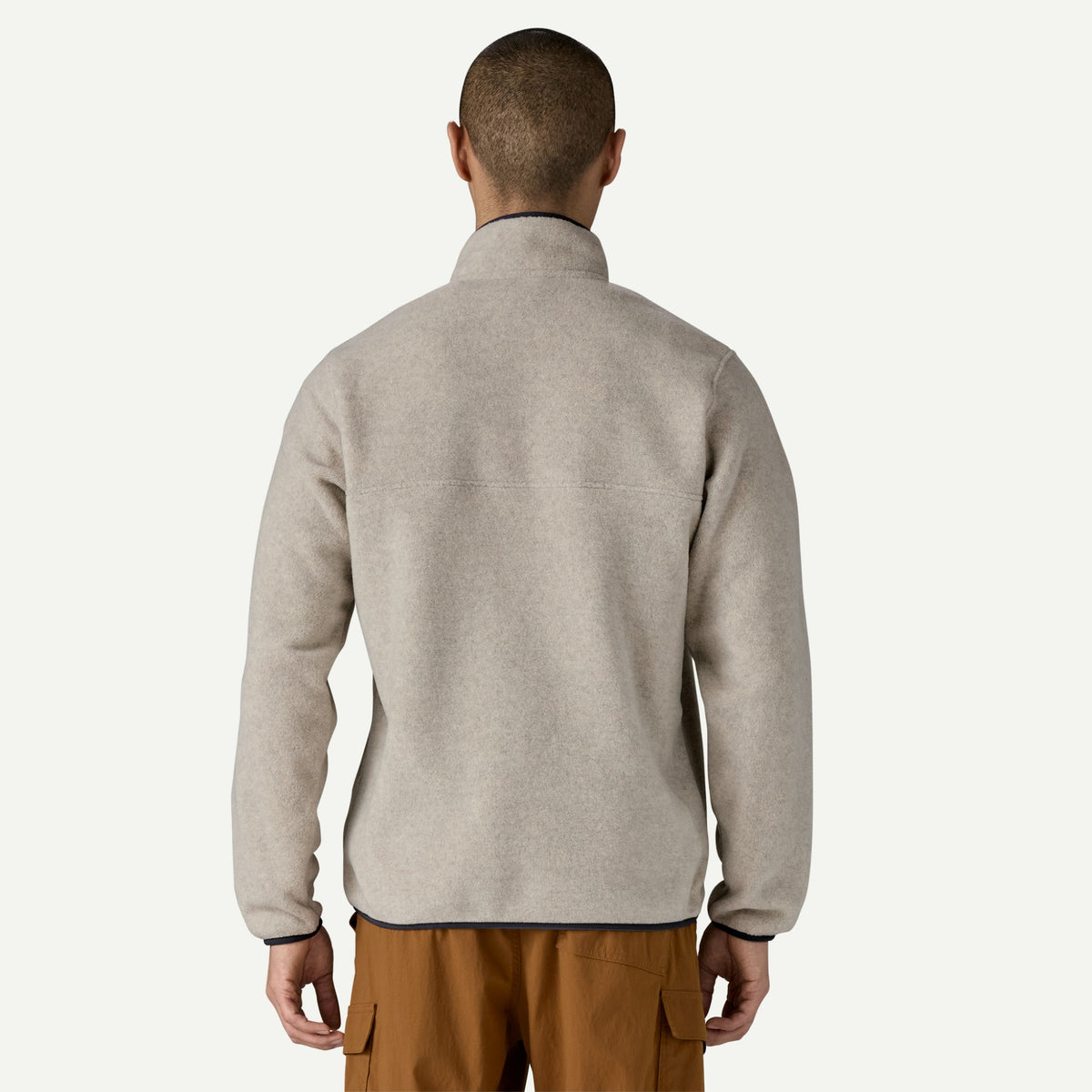 Patagonia Mens LW Synch Snap-T P/O F26-Oatmeal Heather w/New Navy
