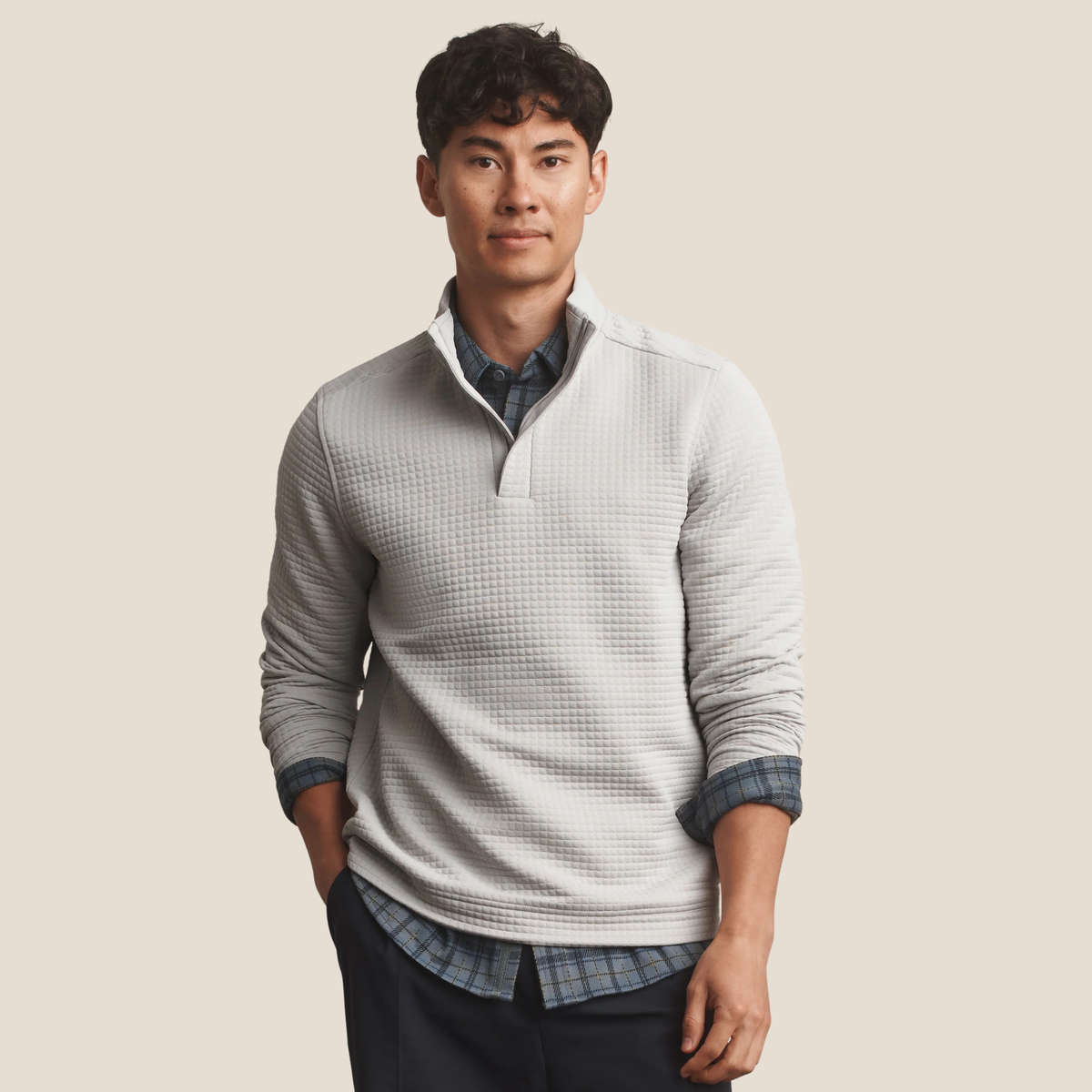 Rhone Mens Landmark 1/4 Zip-Sleet Gray
