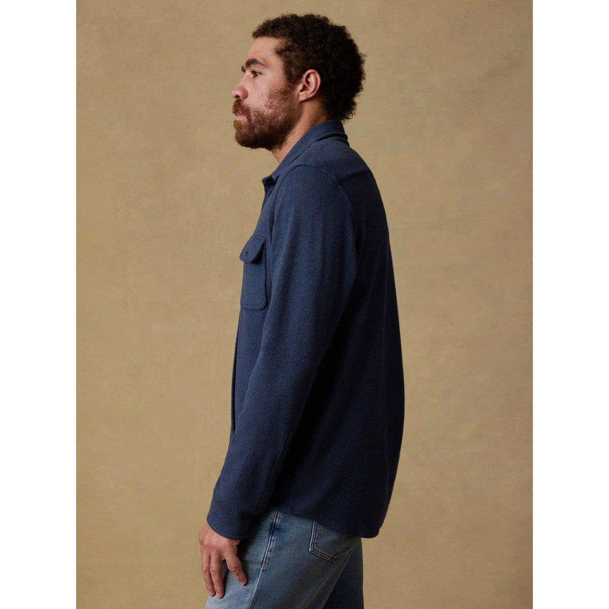 Faherty Mens Legend Sweater Shirt C - Brighton Navy Twill