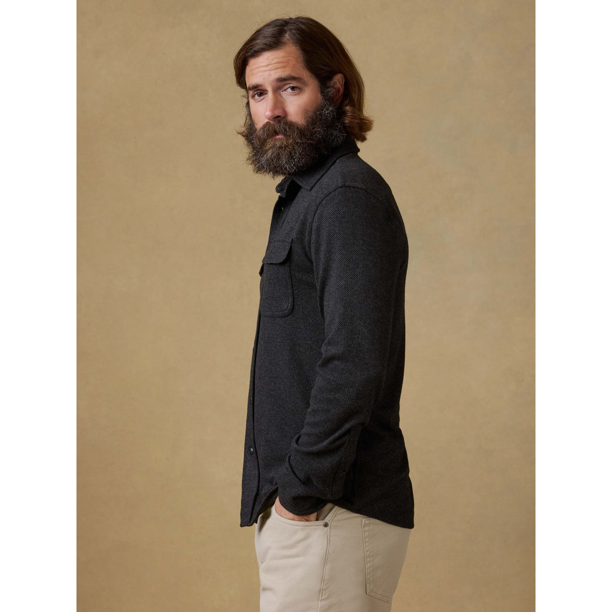Faherty Mens Legend Sweater Shirt C - Heathered Black Twill