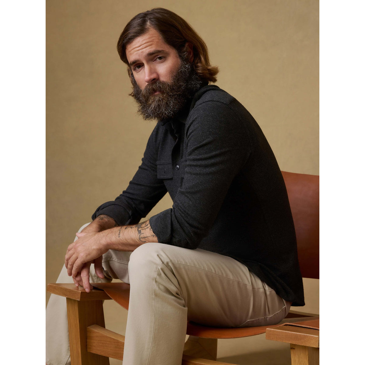 Faherty Mens Legend Sweater Shirt C - Heathered Black Twill
