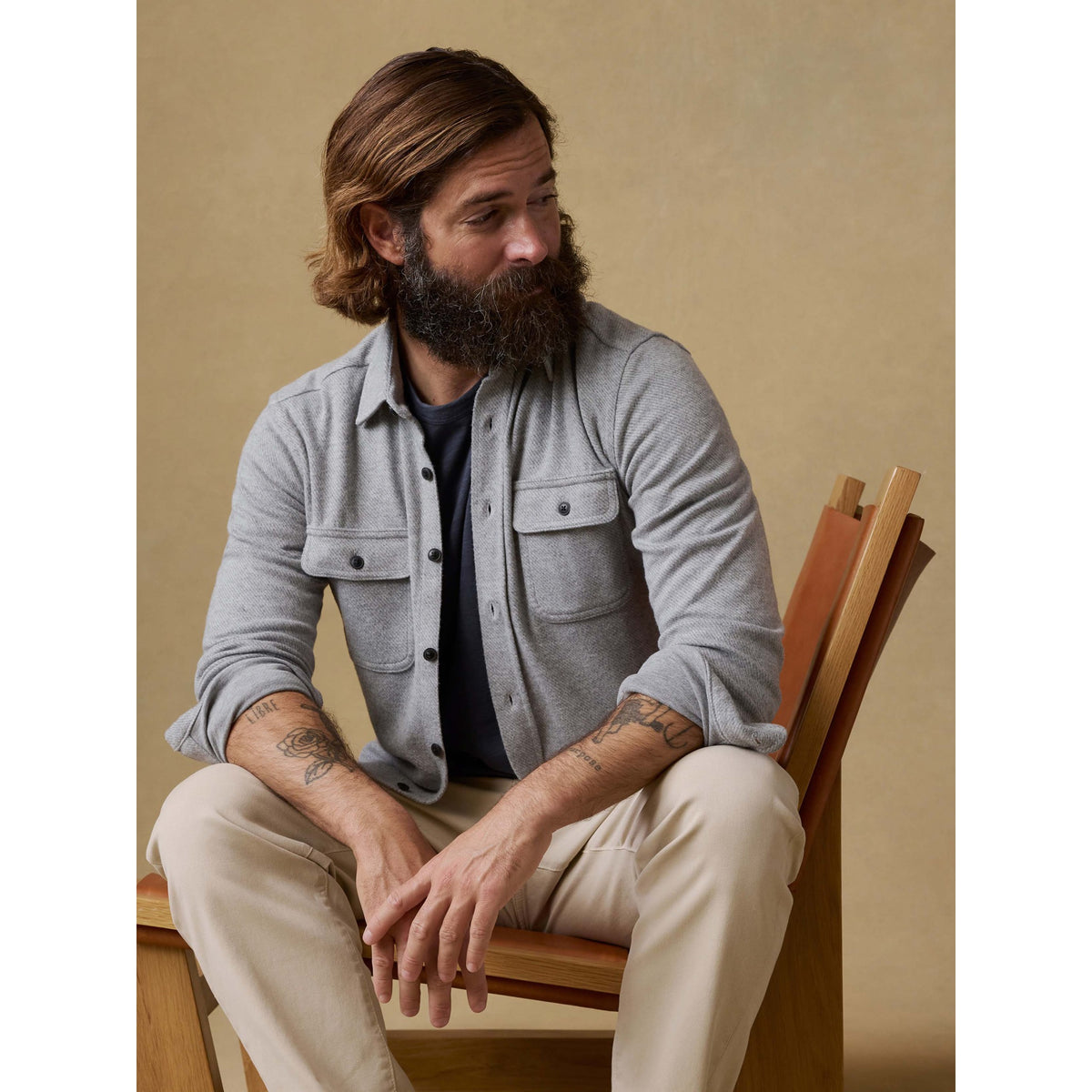 Faherty Mens Legend Sweater Shirt C - Fossil grey Twill