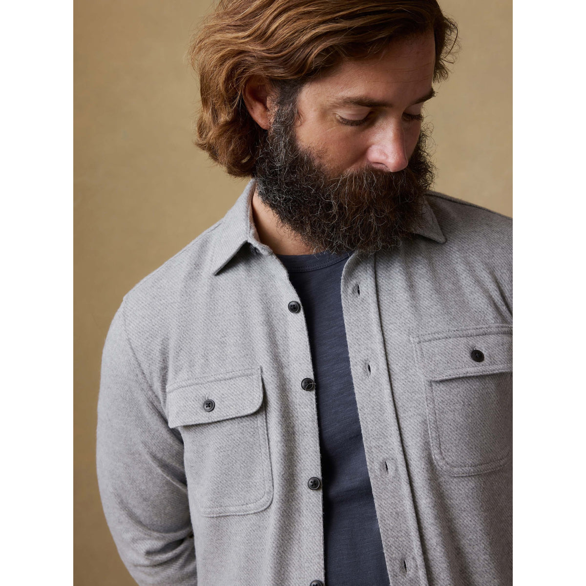 Faherty Mens Legend Sweater Shirt C - Fossil grey Twill