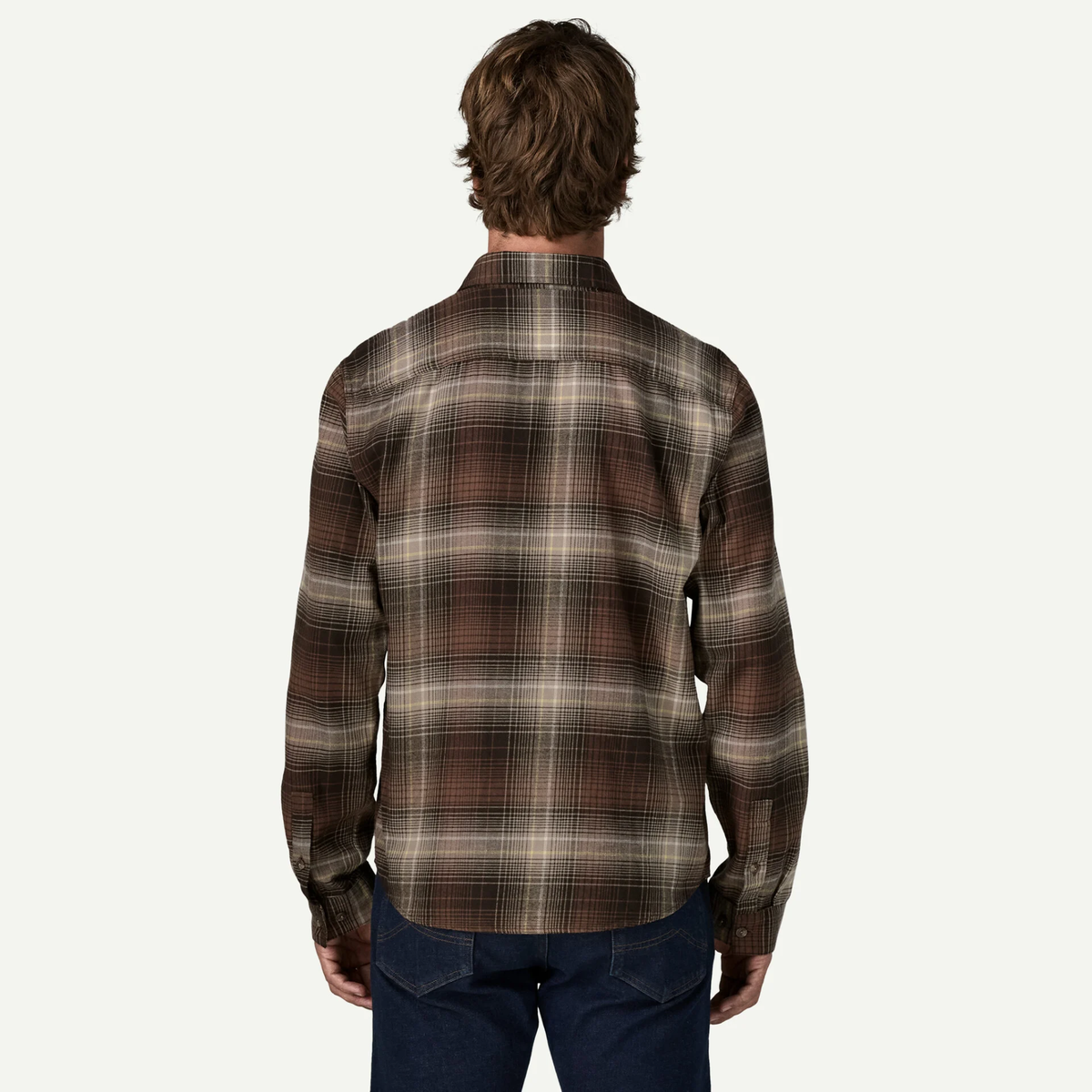 Patagonia Mens Long Sleeve Cotton in Conversion LW Fjord Flannel Shirt-Den Brown