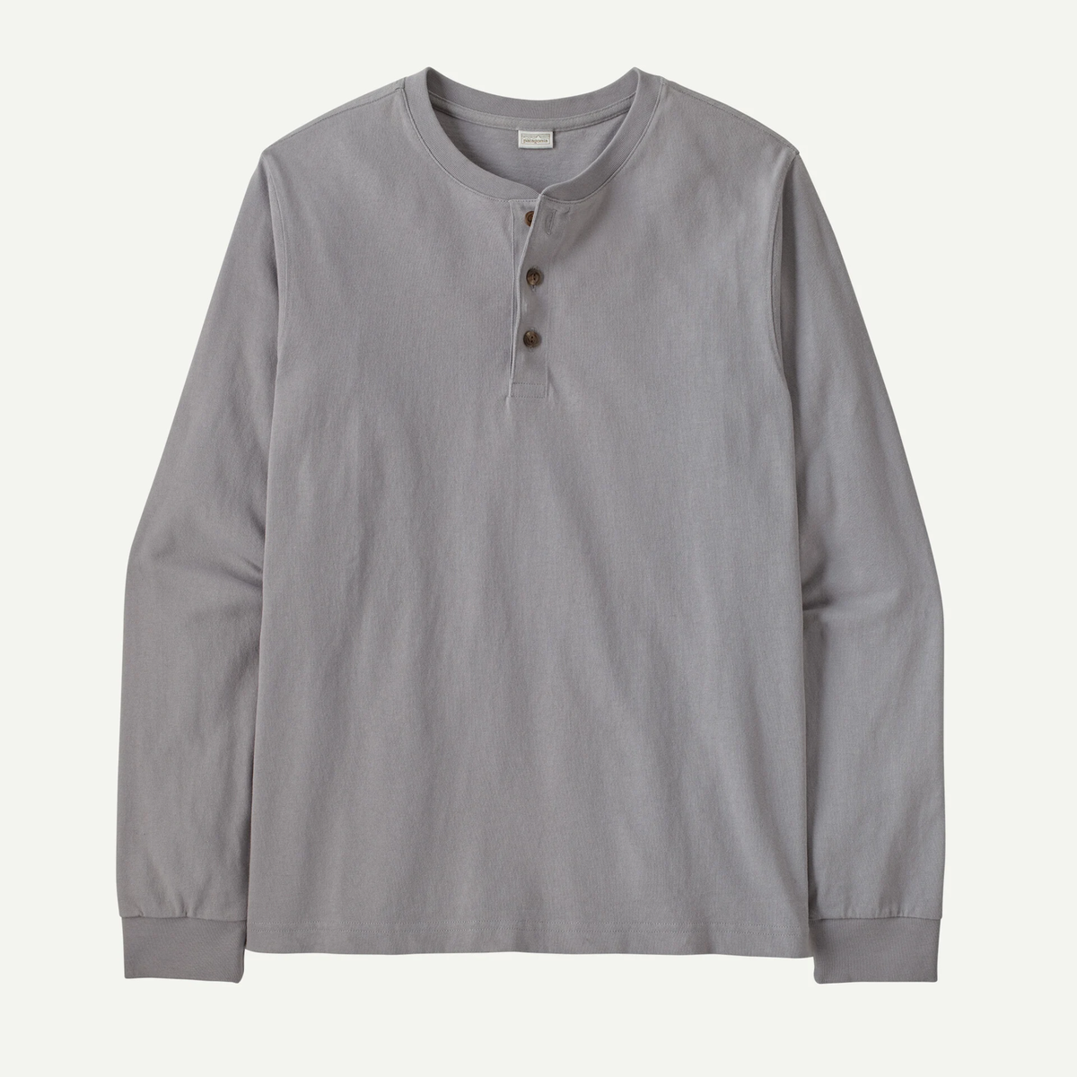 Patagonia Mens Long Sleeves Henley Shirt-Salt Grey