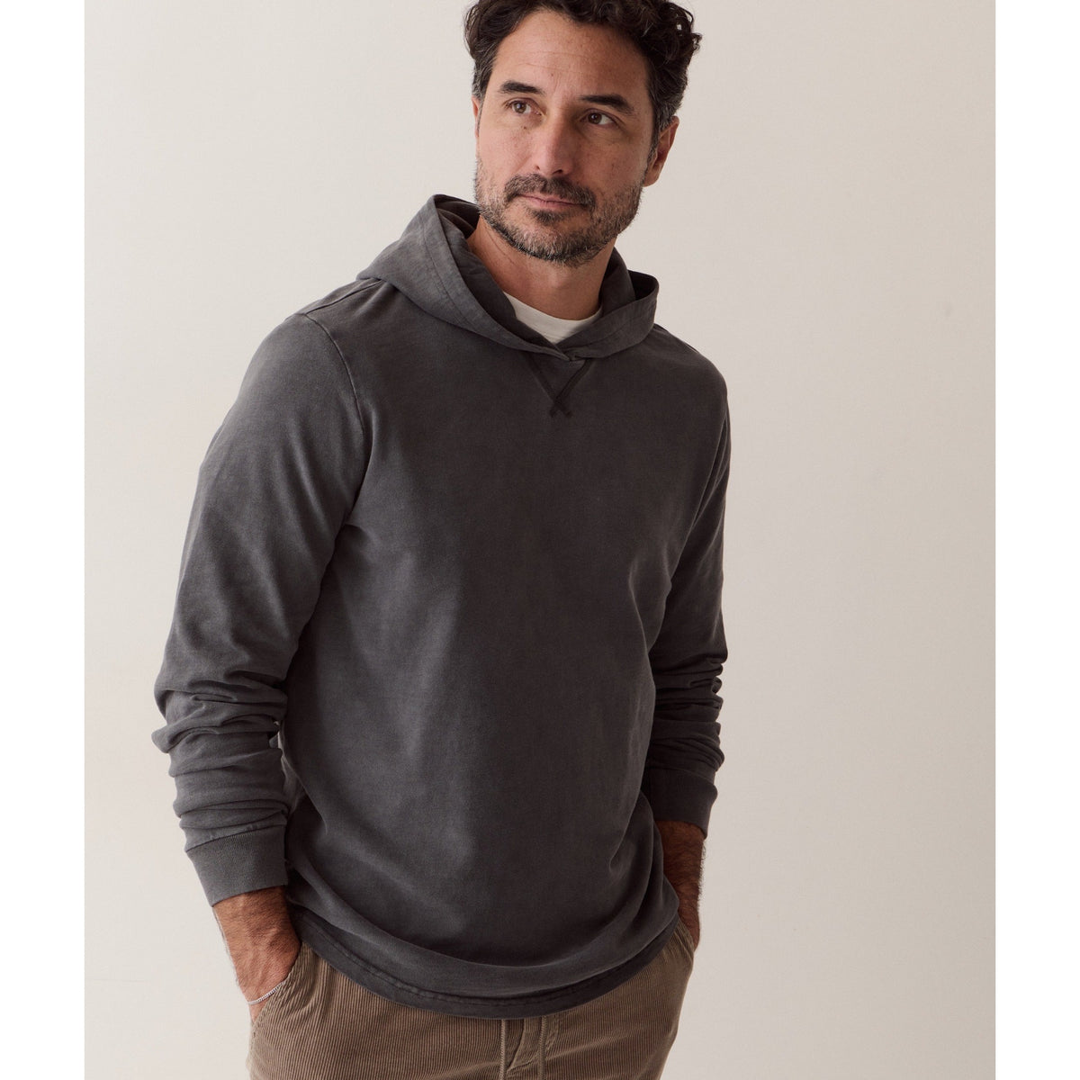 Marine Layer Mens Luxe Slub Hoodie in Asphalt - Asphalt