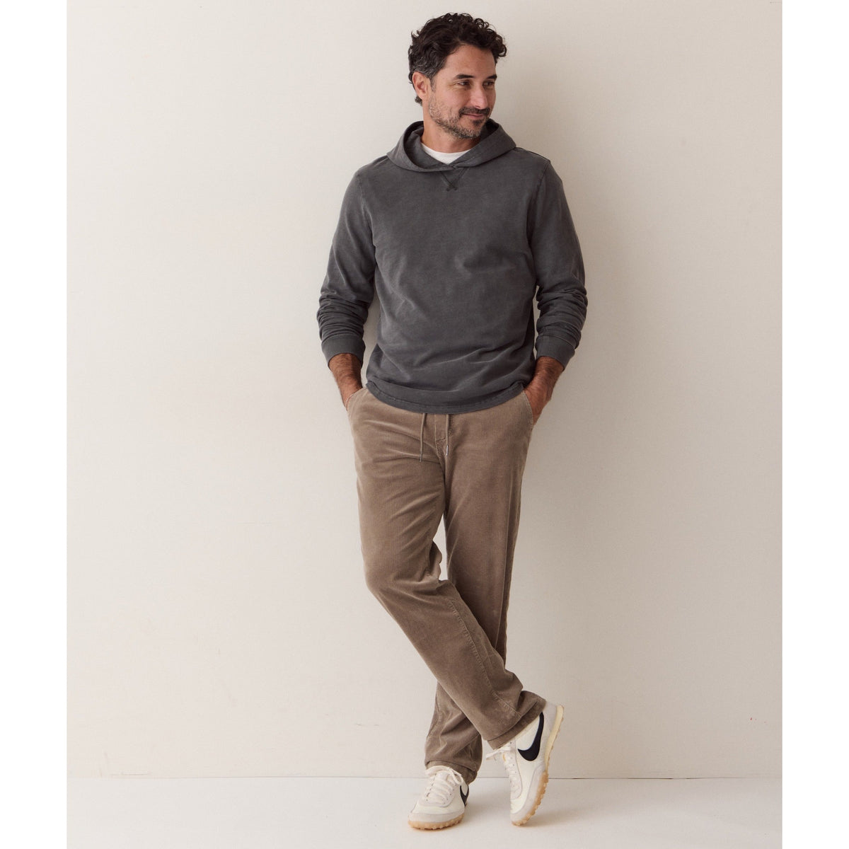 Marine Layer Mens Luxe Slub Hoodie in Asphalt - Asphalt