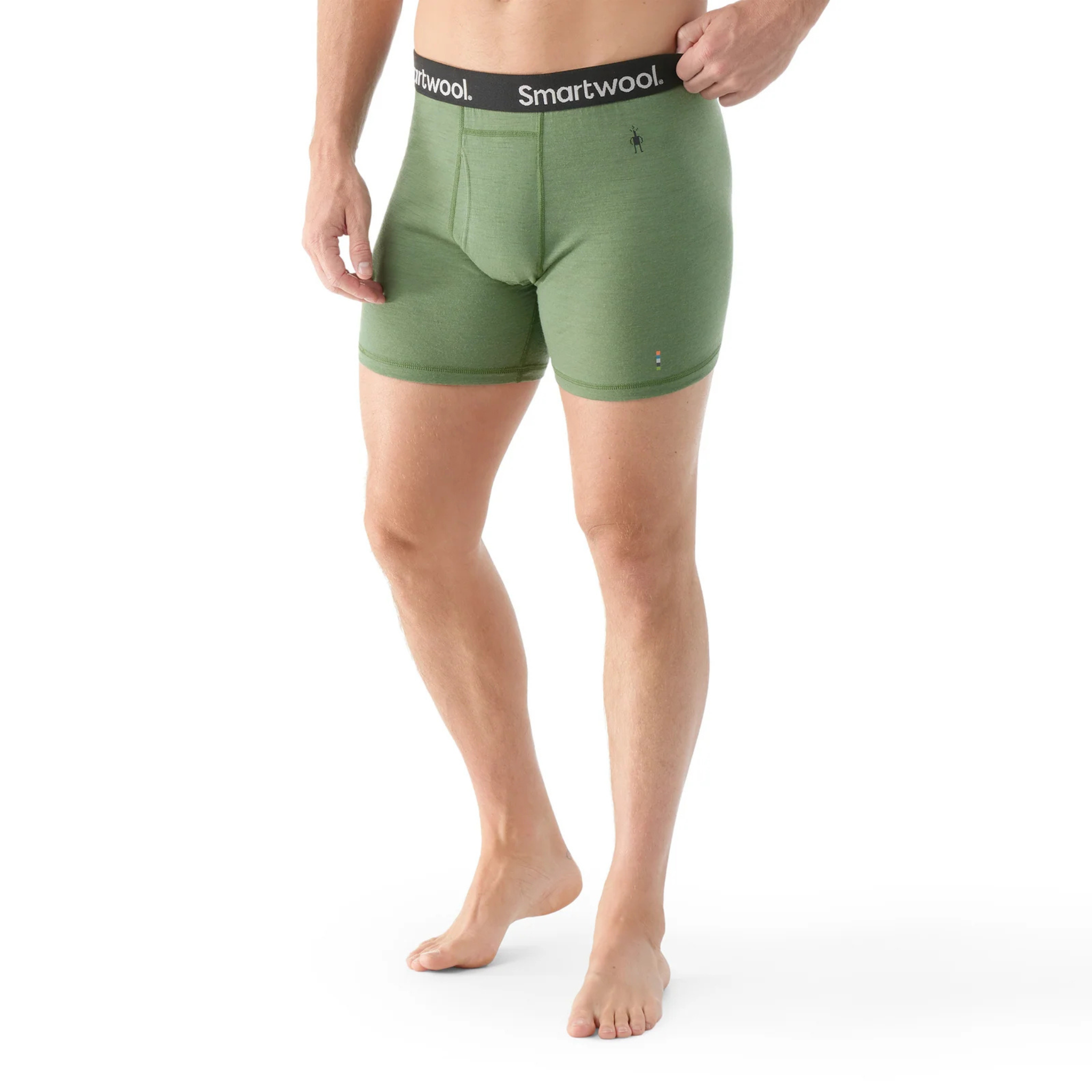 Smartwool Mens Merino Boxer Brief Boxed-Light Gray Heather-Fern Green