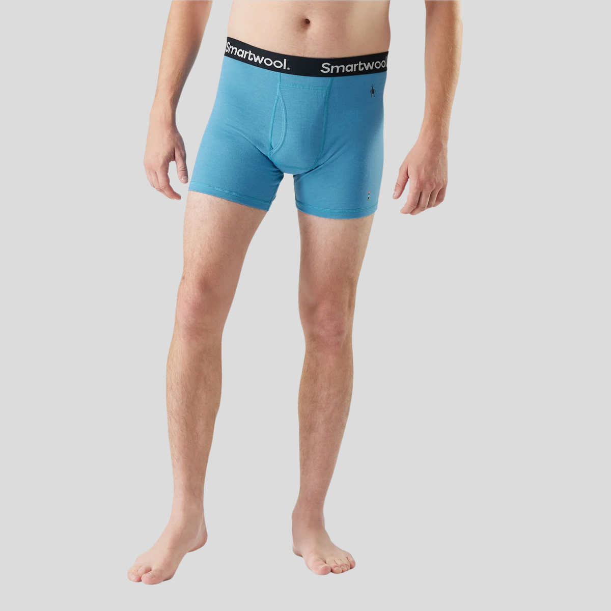 Smartwool Mens Merino Boxer Brief Boxed-Light Gray Heather-Mineral Blue