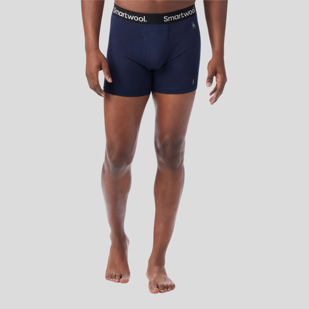 Smartwool Mens Merino Boxer Brief Boxed-Light Gray Heather-Deep Navy