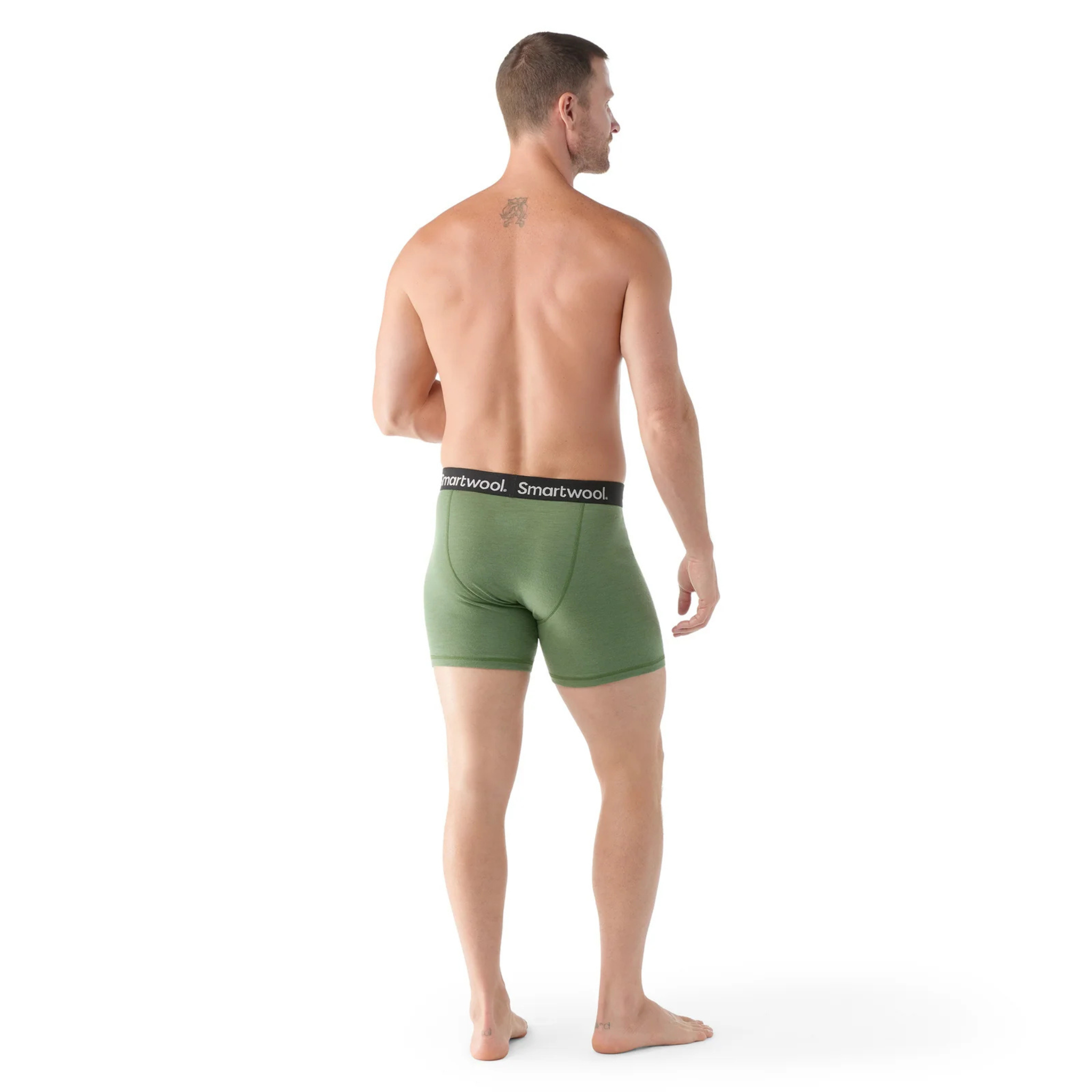 Smartwool Mens Merino Boxer Brief Boxed-Light Gray Heather-Fern Green