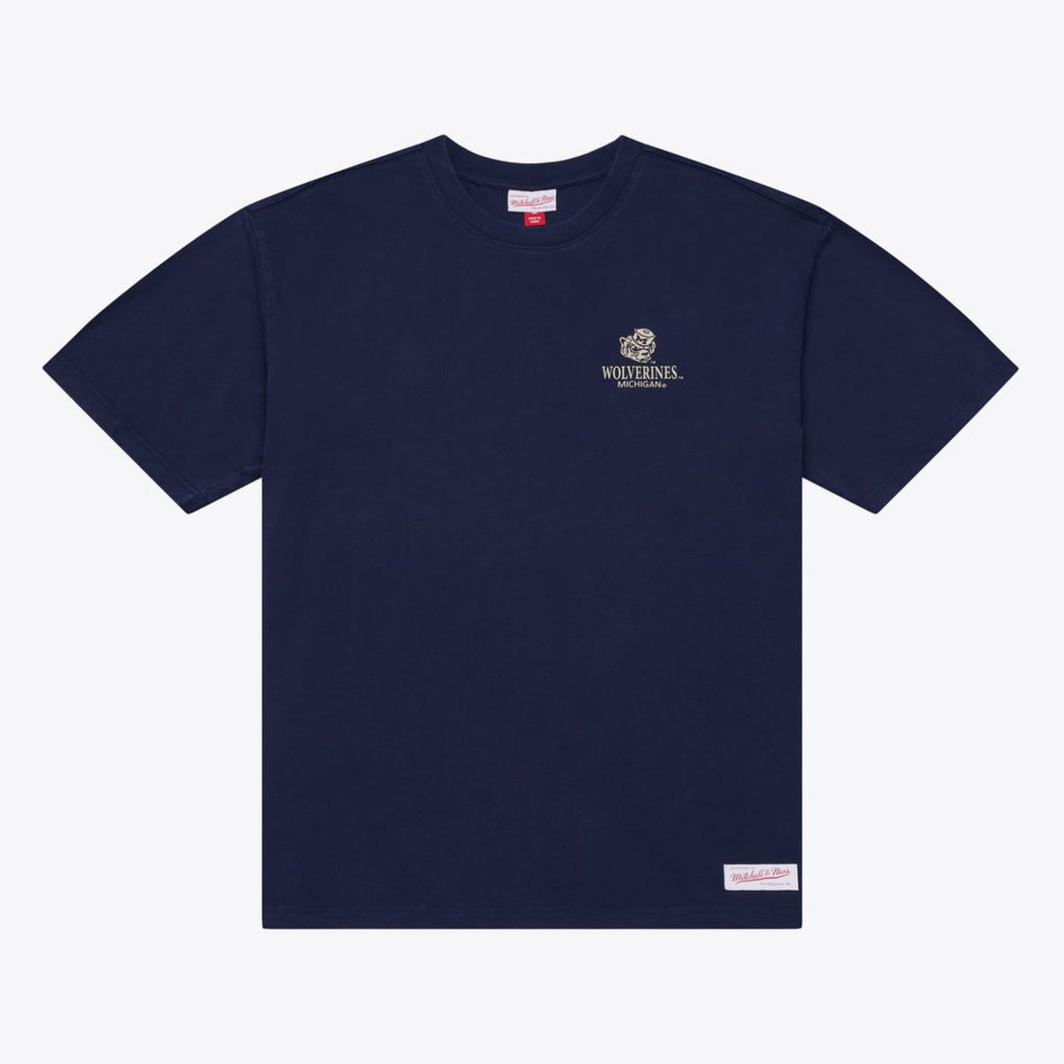 Mitchell & Ness Mens NCAA Core Essentials SS Tee Michigan Wolverines in Navy - Navy