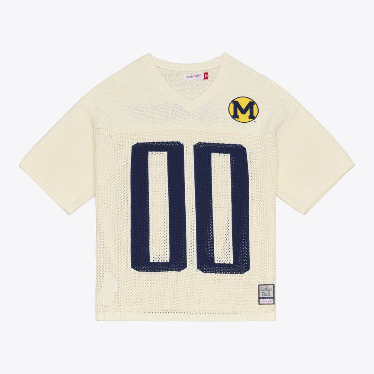 Mitchell & Ness Mens NCAA Retro Roots Sweater Jersey Michigan Wolverines in Cream - Cream