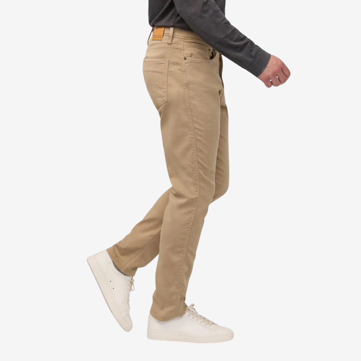 Duer Mens  No Sweat Athletic Taper-Desert Khaki