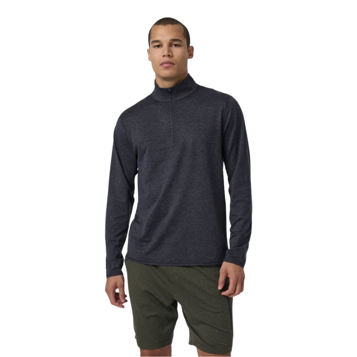 Uvori Mens Ponto 1/2 Zip Mock Neck-Ink Heather