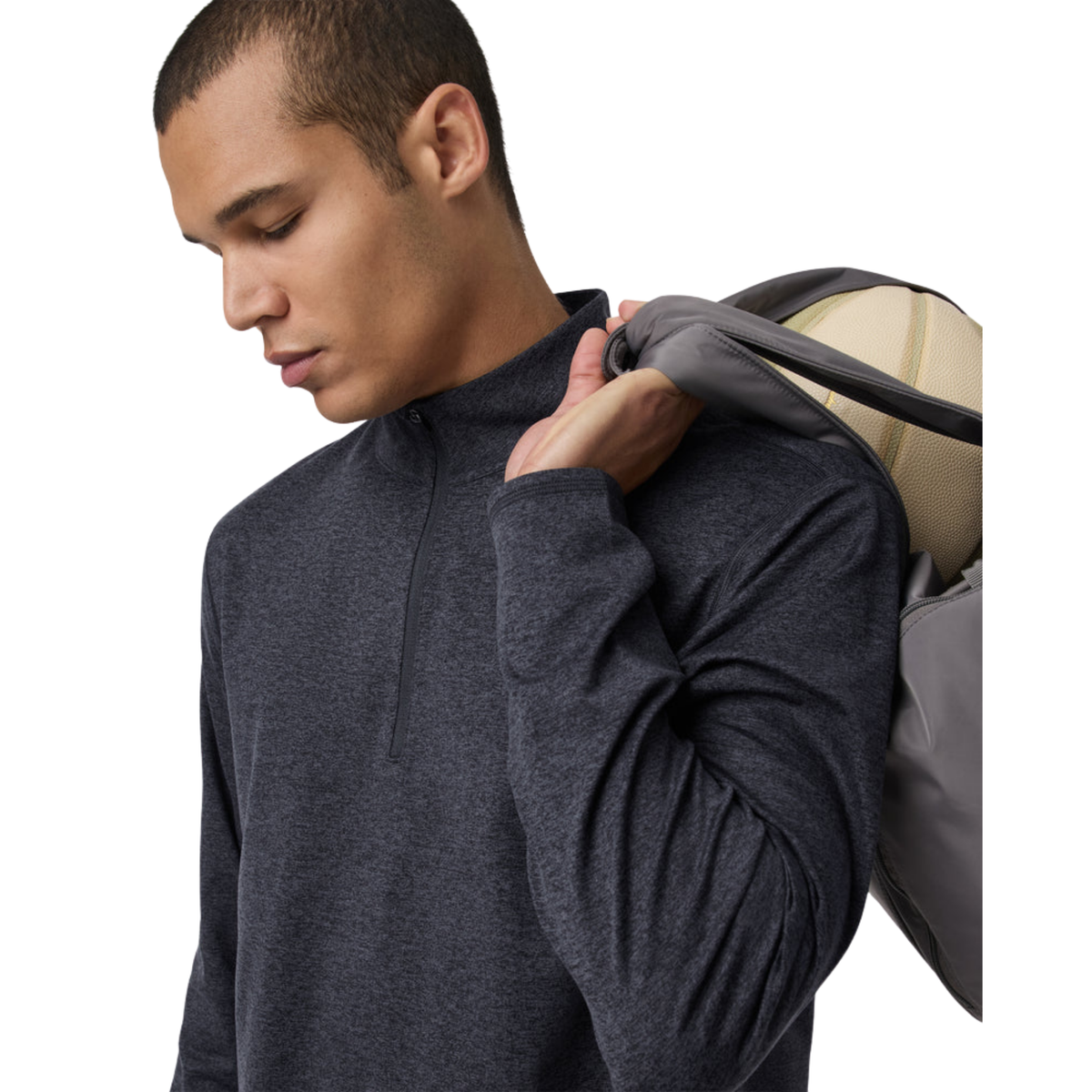 Uvori Mens Ponto 1/2 Zip Mock Neck-Black