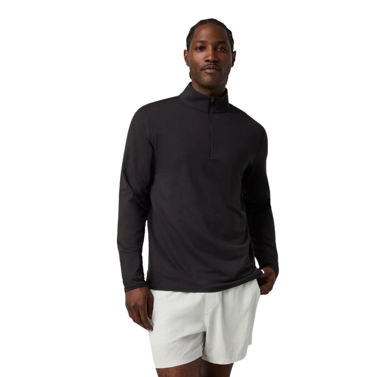 Vuori Mens Ponto 1/2 Zip Mock Neck-Black