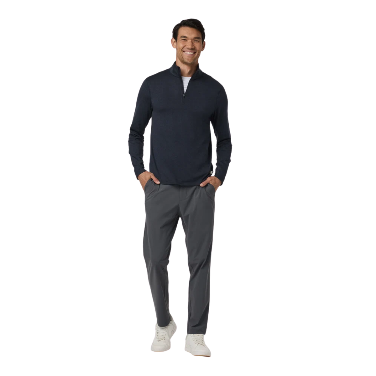 Uvori Mens Ponto 1/2 Zip Mock Neck-Ink Heather