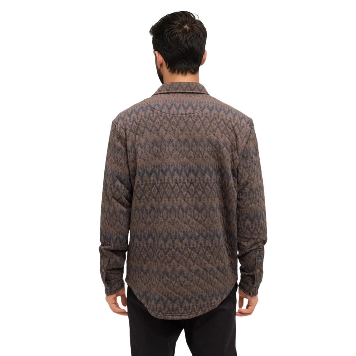 Tentree Mens Quilted Colville Shacket-ashwood heather plateau print