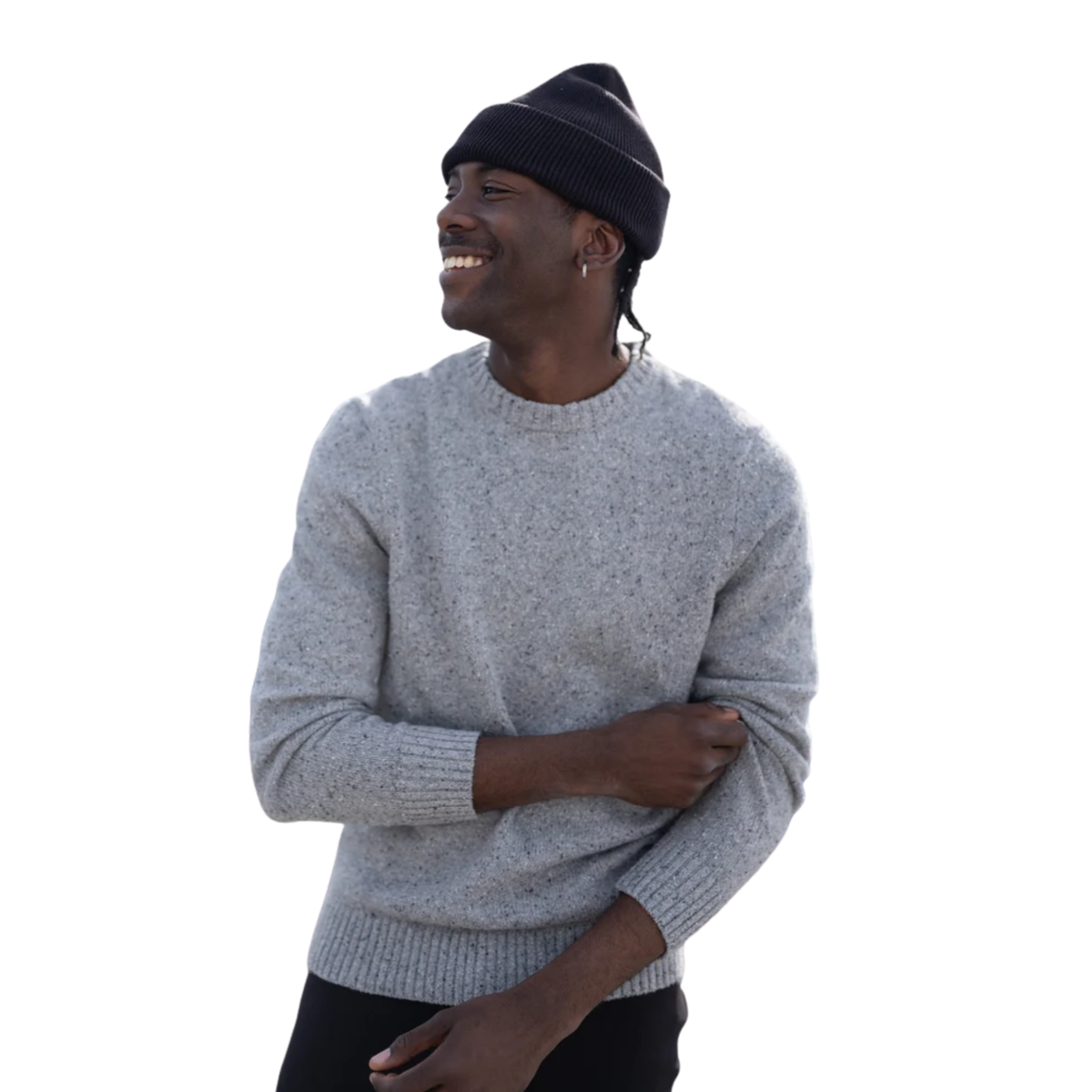 Tentree Mens Rambler Fleck Sweater- harbour grey heather fleck
