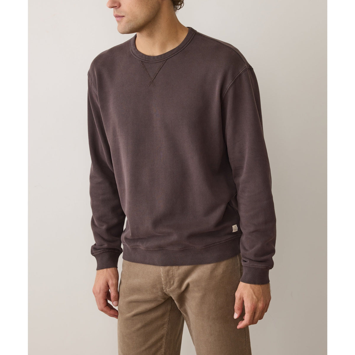 Marine Layer Mens Relaxed Cloud 9 Fleece Crewneck (Soft Stores) in Coffee - Coffee
