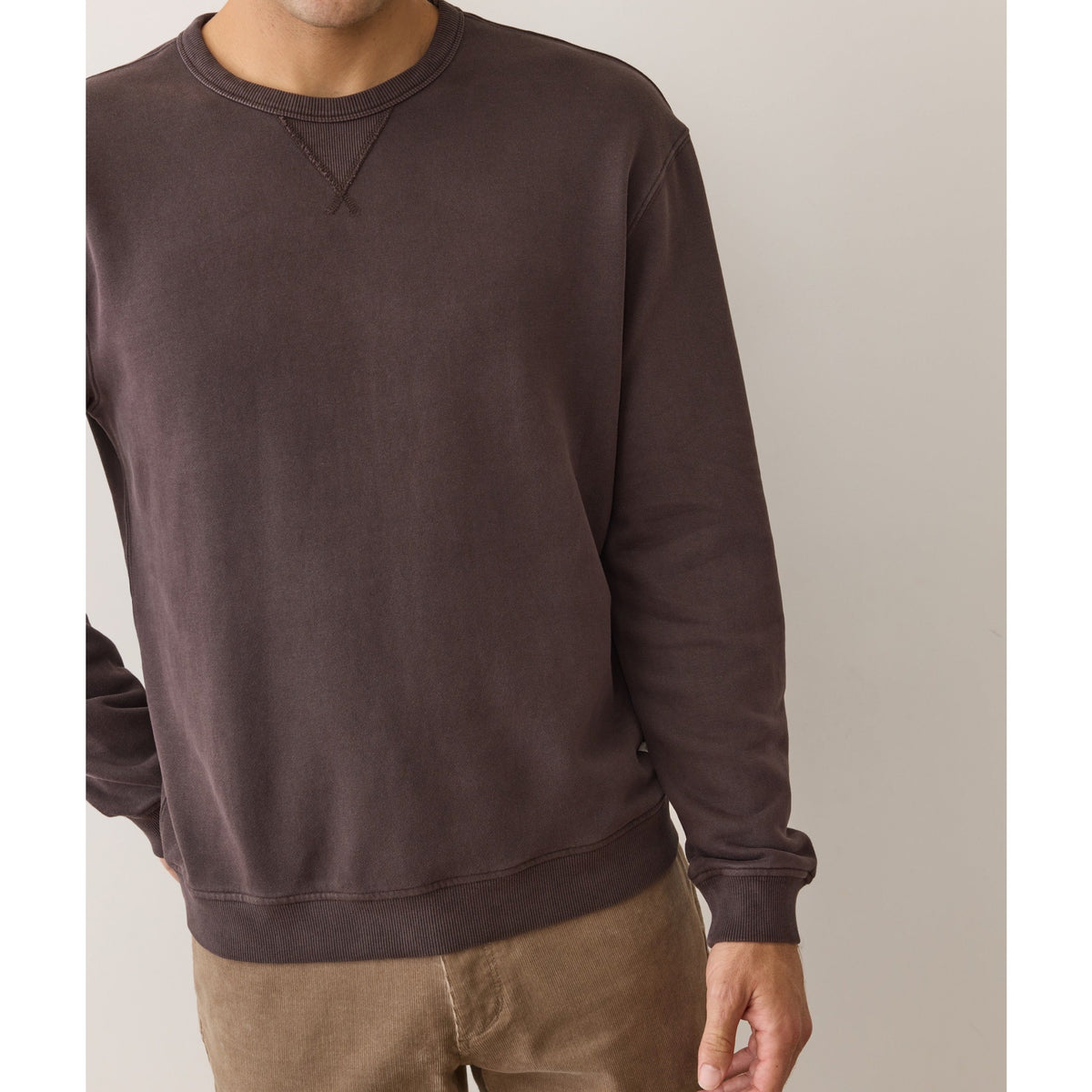 Marine Layer Mens Relaxed Cloud 9 Fleece Crewneck (Soft Stores) in Coffee - Coffee