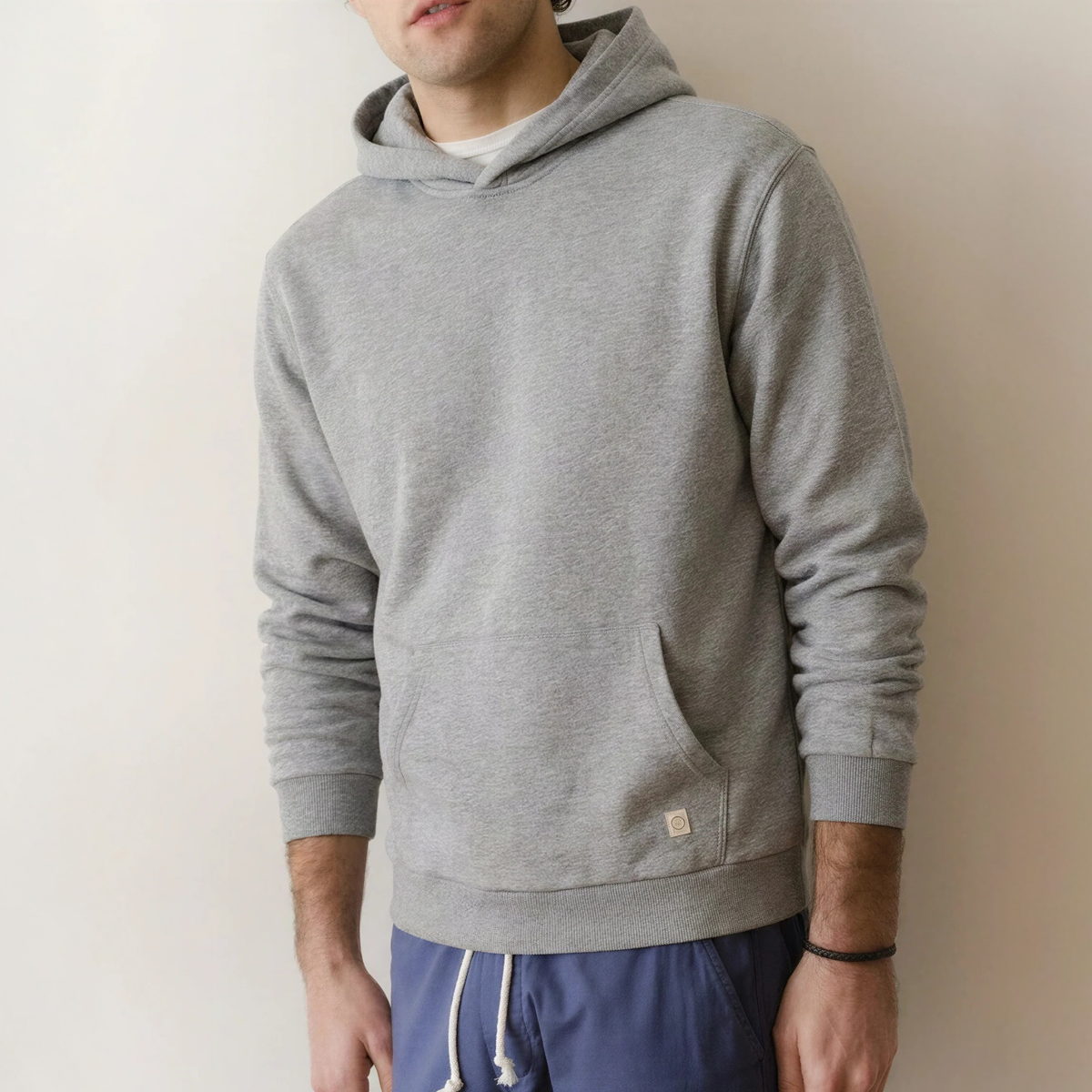 Marine Layer Mens Relaxed Cloud 9 Fleece Hoodie in Mid Heather Grey-Mid Heather Grey