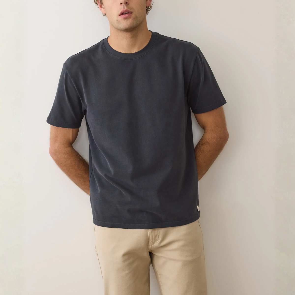 Marine Layer Mens Relaxed Cloud 9 Sueded Jersey Tee in Black-Black