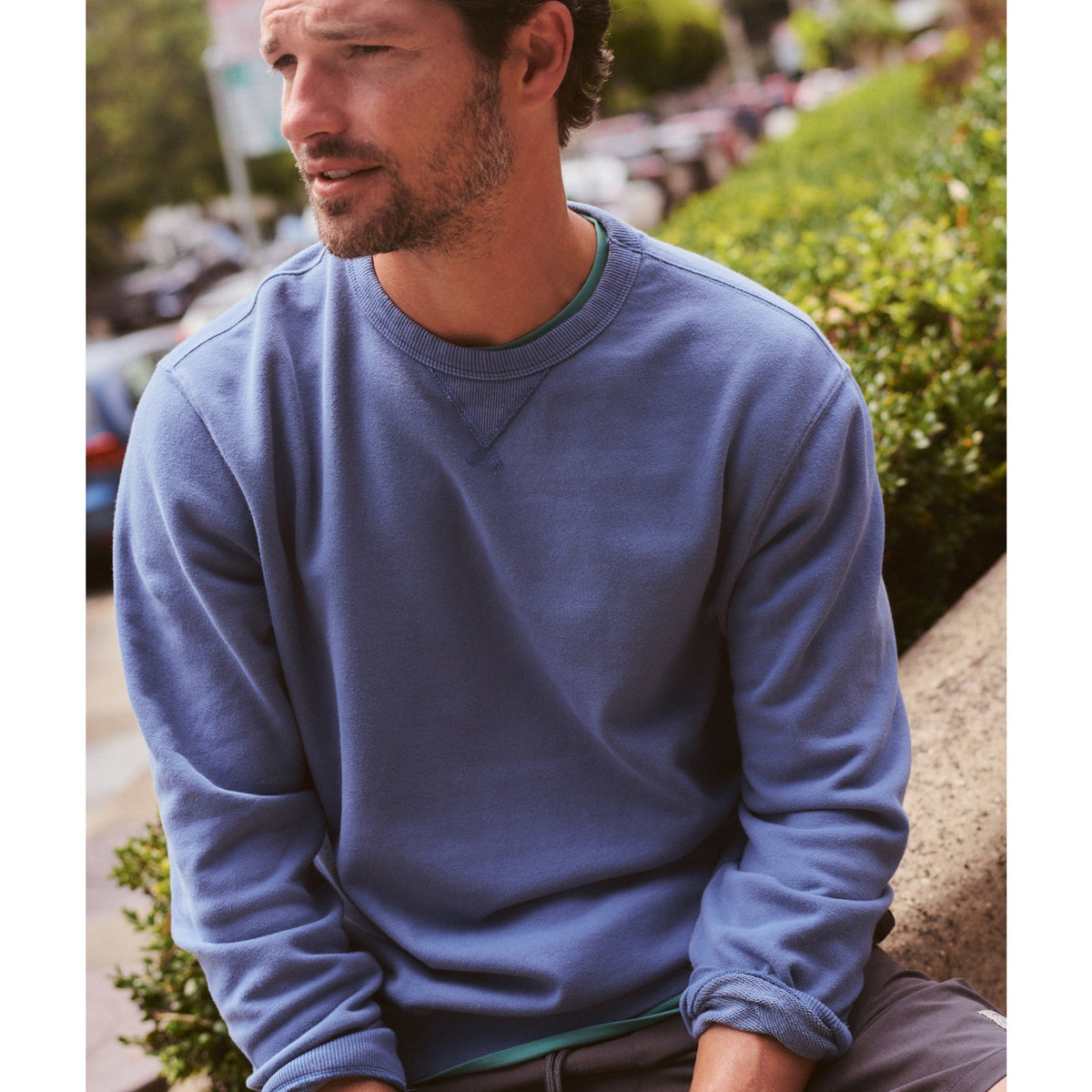 Marine Layer Mens Relaxed Cloud 9 Terry Crewneck in Copen Blue - Copen Blue