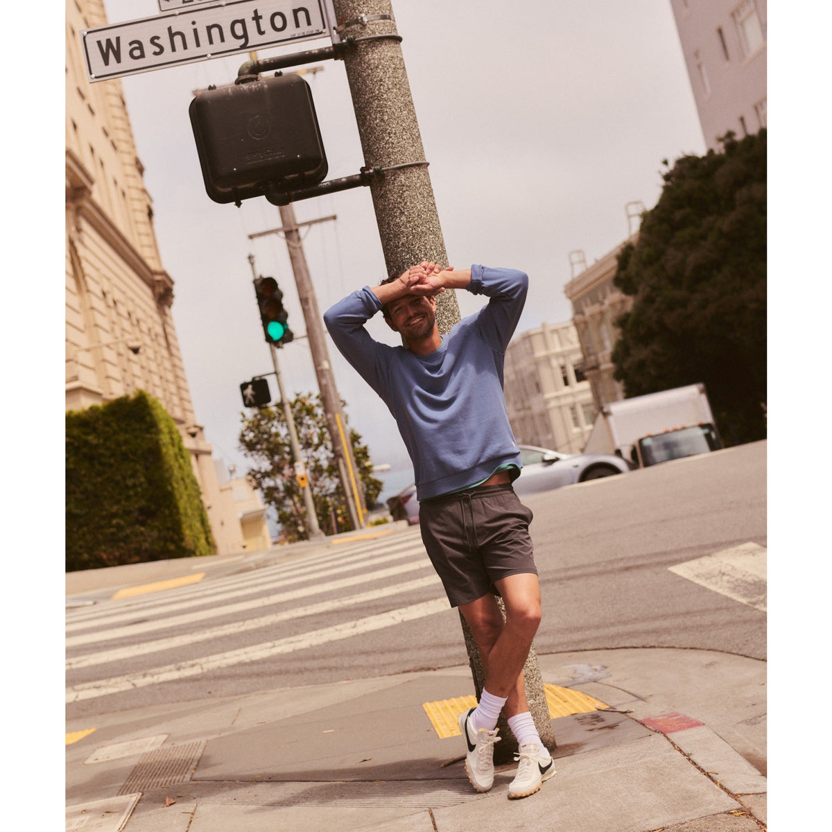 Marine Layer Mens Relaxed Cloud 9 Terry Crewneck in Copen Blue - Copen Blue