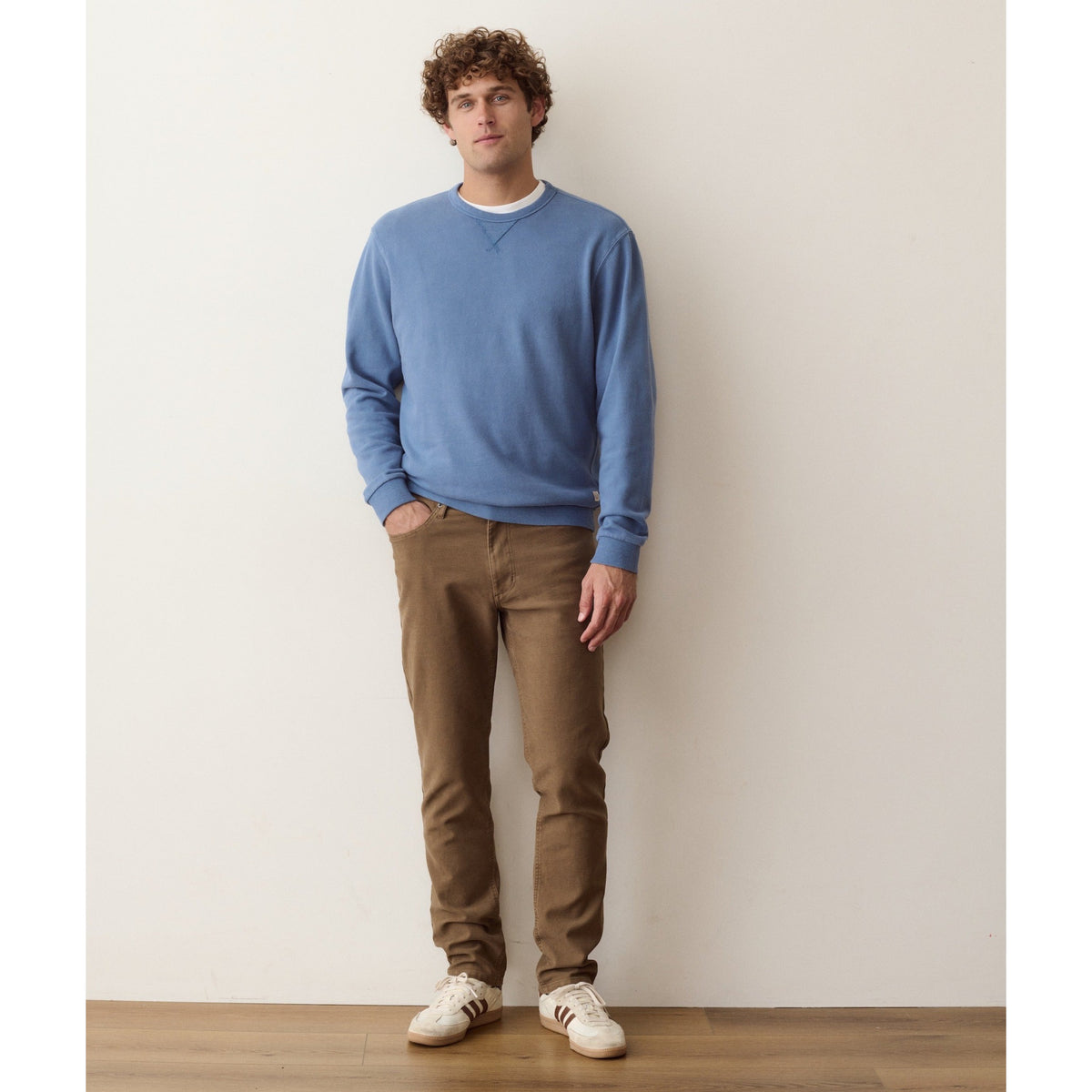 Marine Layer Mens Relaxed Cloud 9 Terry Crewneck in Copen Blue - Copen Blue