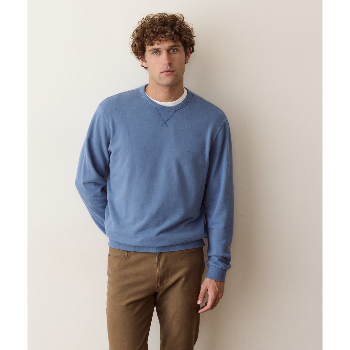 Marine Layer Mens Relaxed Cloud 9 Terry Crewneck in Copen Blue - Copen Blue