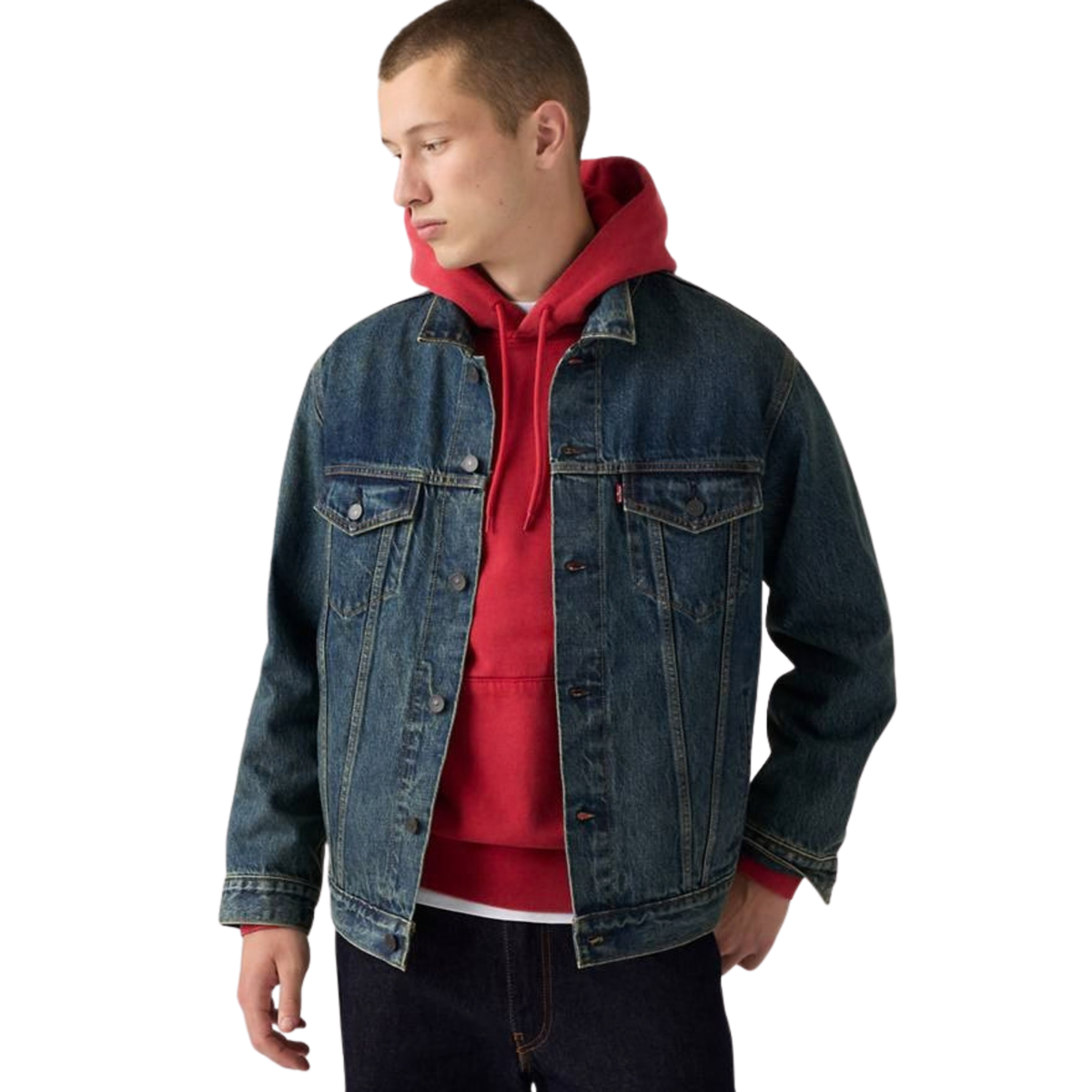 Levis Premium Mens Relaxed Fit Trucker - Selv Dark Mid Night