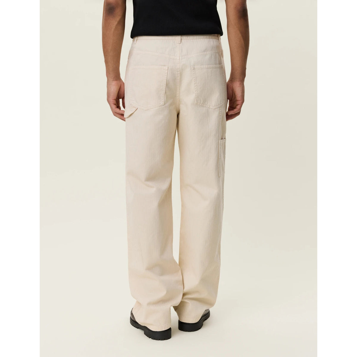 Les Deux Mens Roi Carpenter Herringbone Pants-Ivory