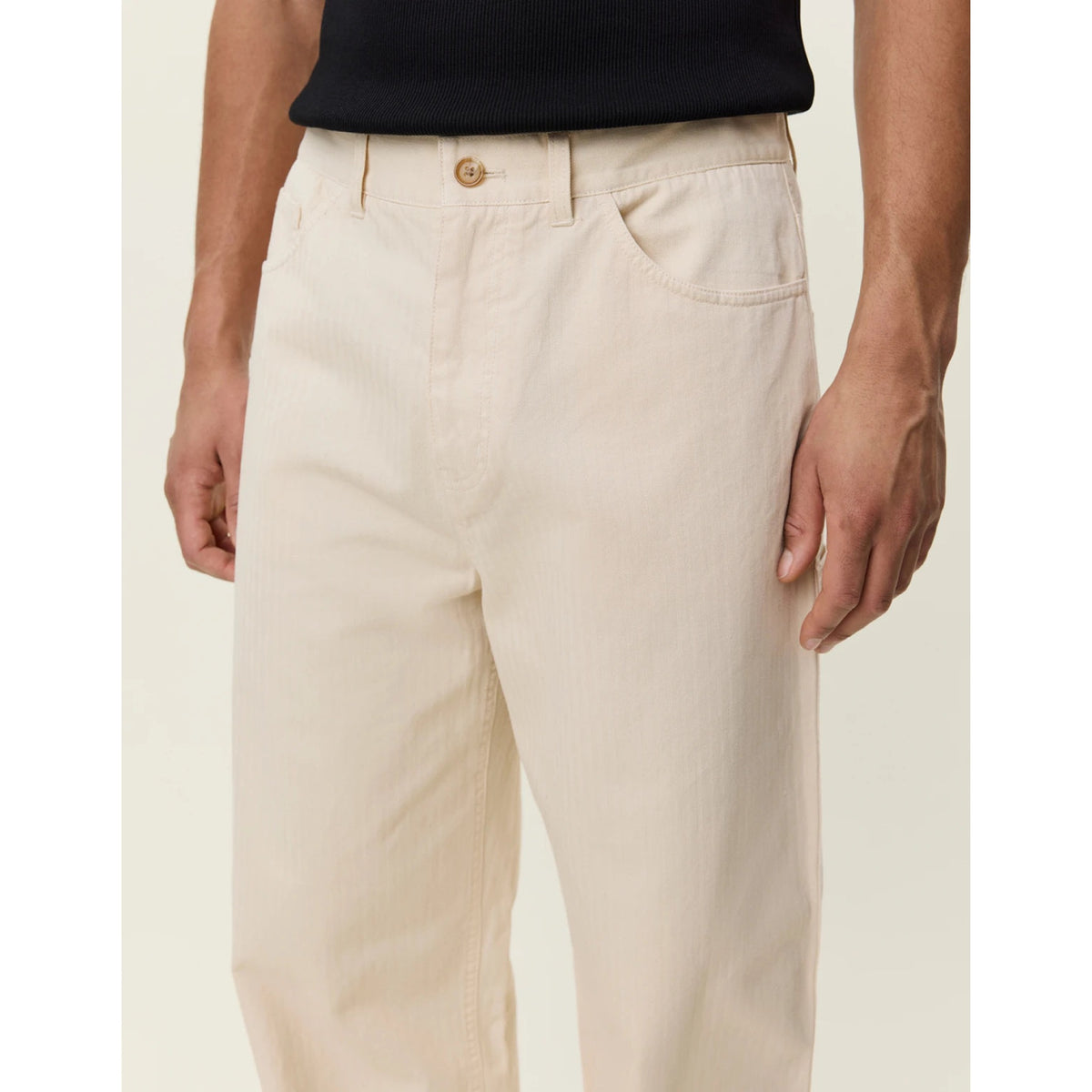 Les Deux Mens Roi Carpenter Herringbone Pants-Ivory