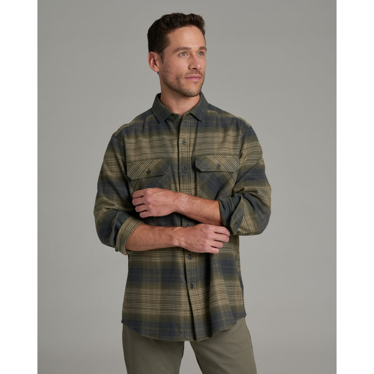 Kuhl Mens Rydr Flannel Long Sleeves - Olive Night