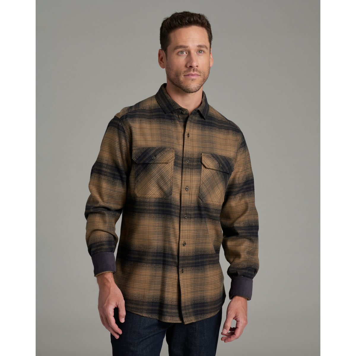 Kuhl Mens Rydr Flannel Long Sleeves-Dark Sand