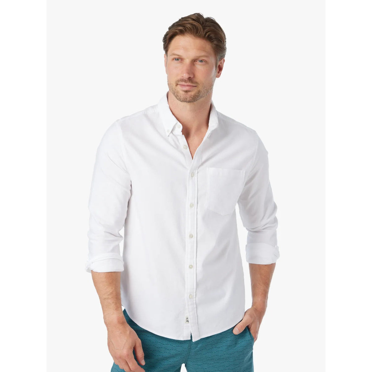 Fair Harbor Mens Salty Oxford Shirt - White