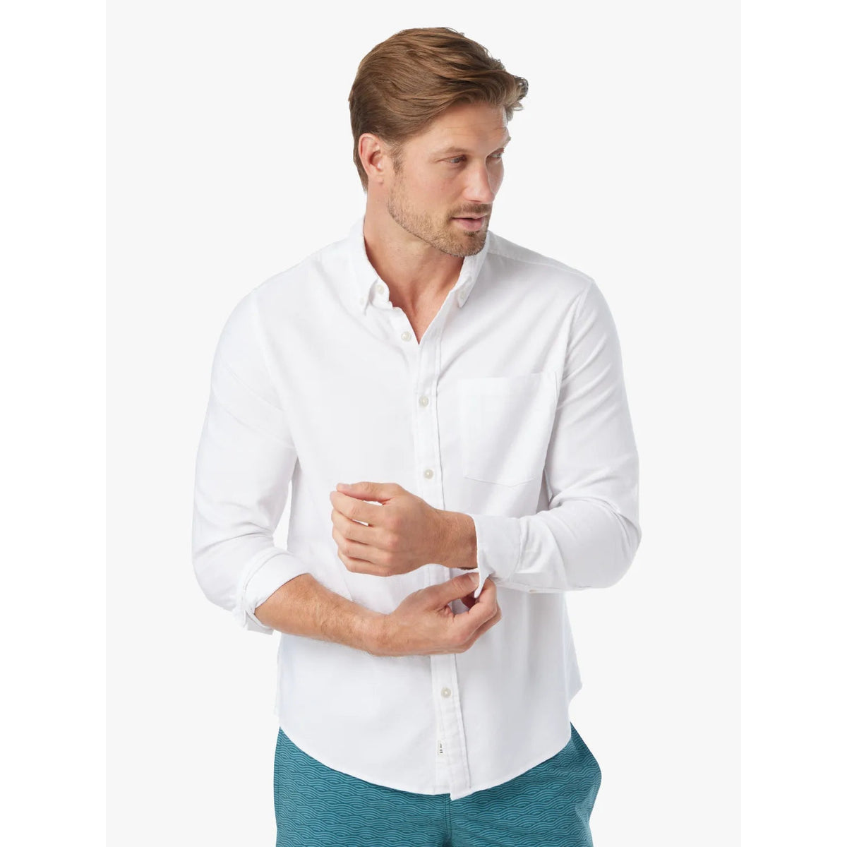 Fair Harbor Mens Salty Oxford Shirt - White